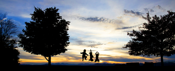 Picture of Children Playing in Sunset