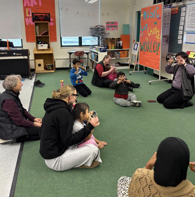 Playing our instruments together. 